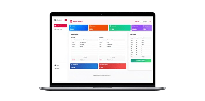 Cashbook Dashboard - Desktop View